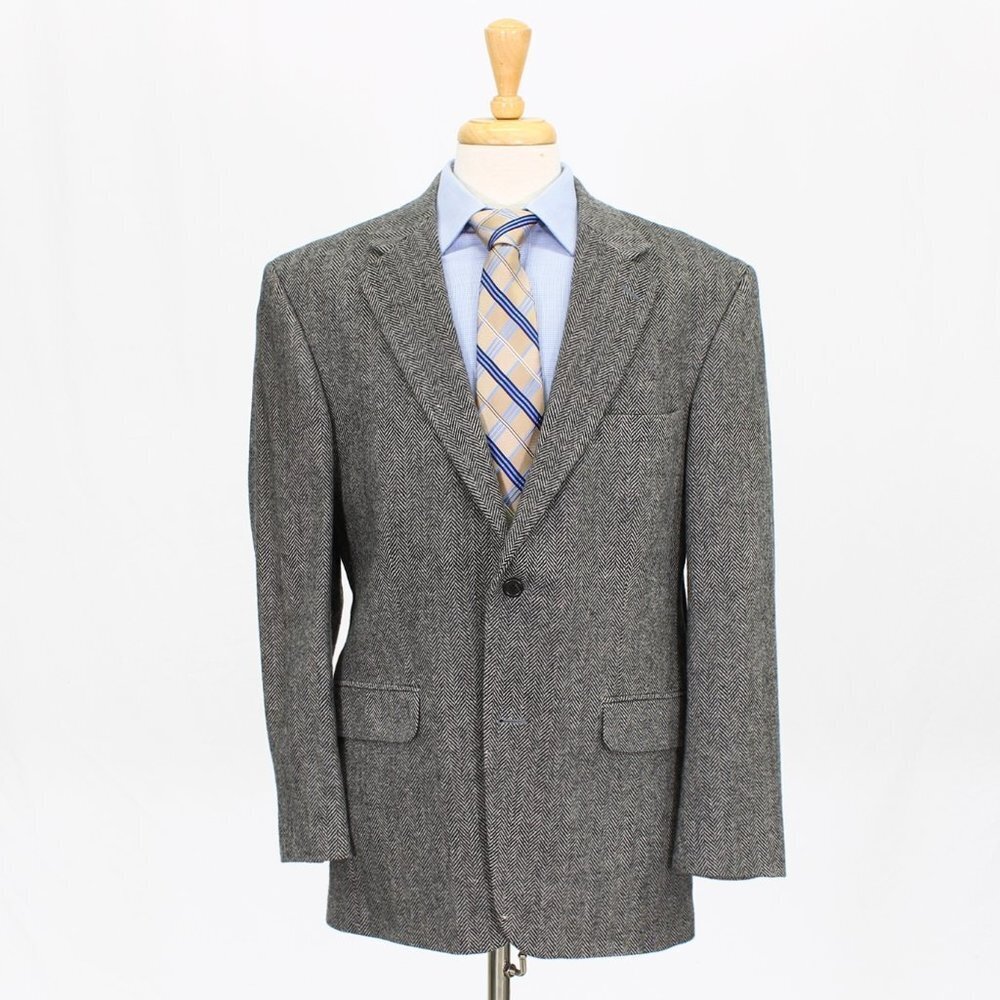 Lands' End 42R Gray HB 2-Button Sport Coat Blazer Jacket O924 - Picture 1 of 11